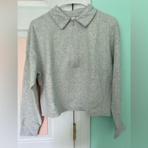 Cropped gray quarter zip